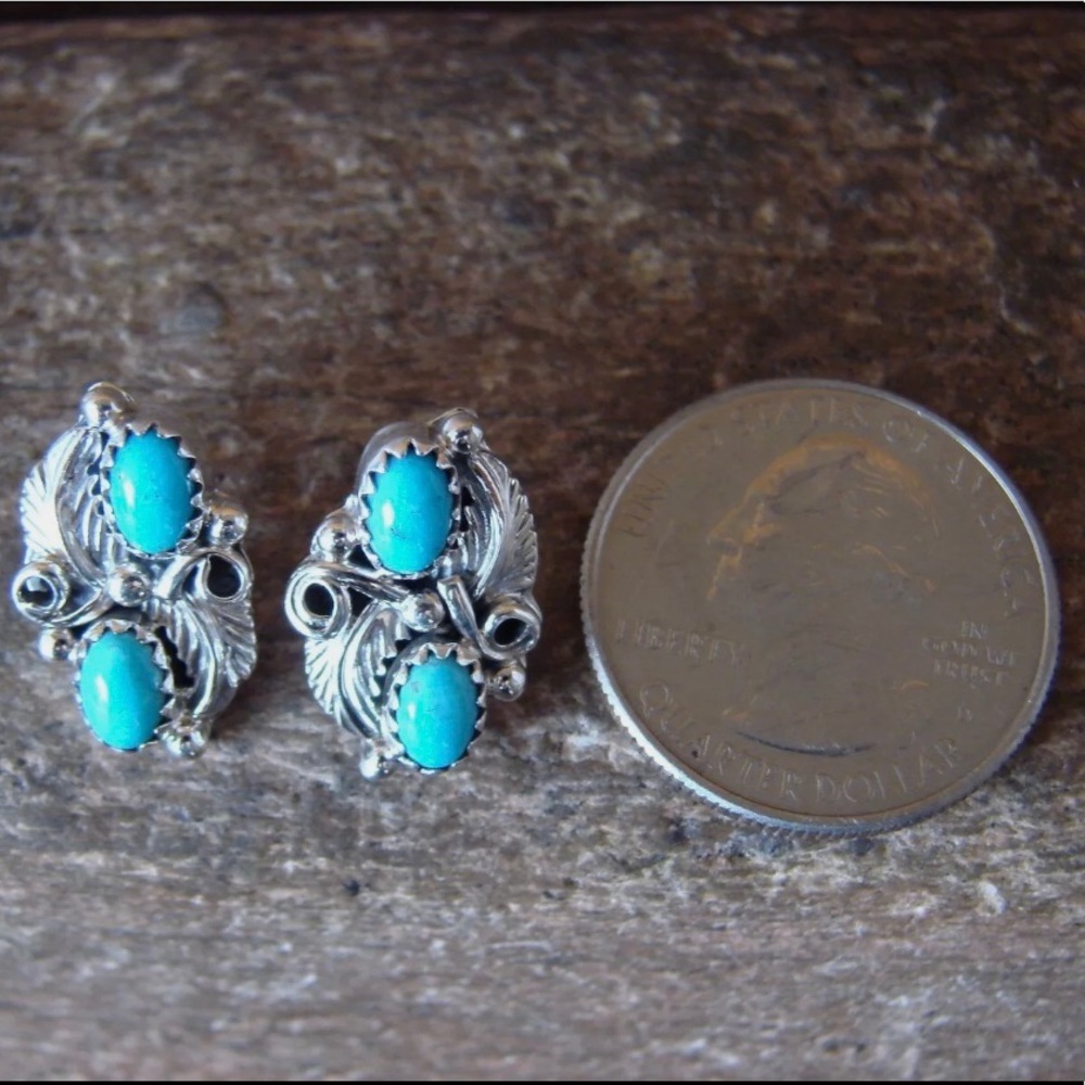 Native American Sterling Turquoise Earrings - Picture 8 of 8